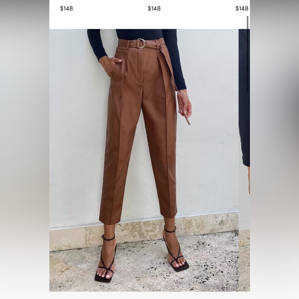 Babaton Vegan Leather Trouser Pant black